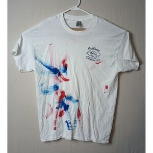 Dolphin Painted Art T-Shirt Graphic‎ Print Short Sleeve Casual White Large J